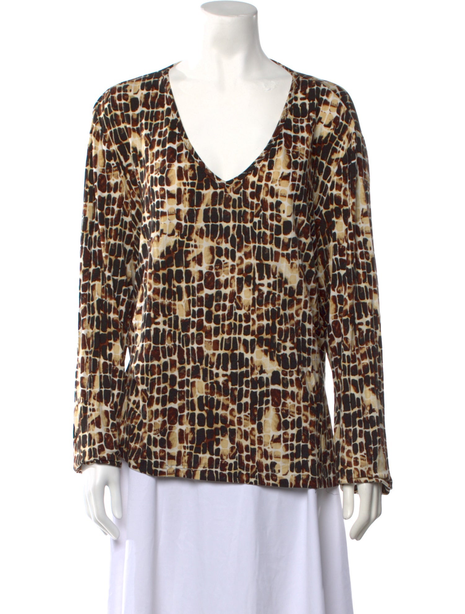 St. John Printed V-Neck Blouse
