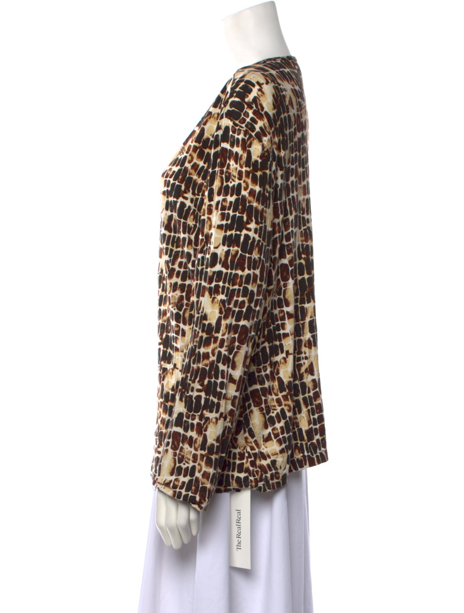 St. John Printed V-Neck Blouse