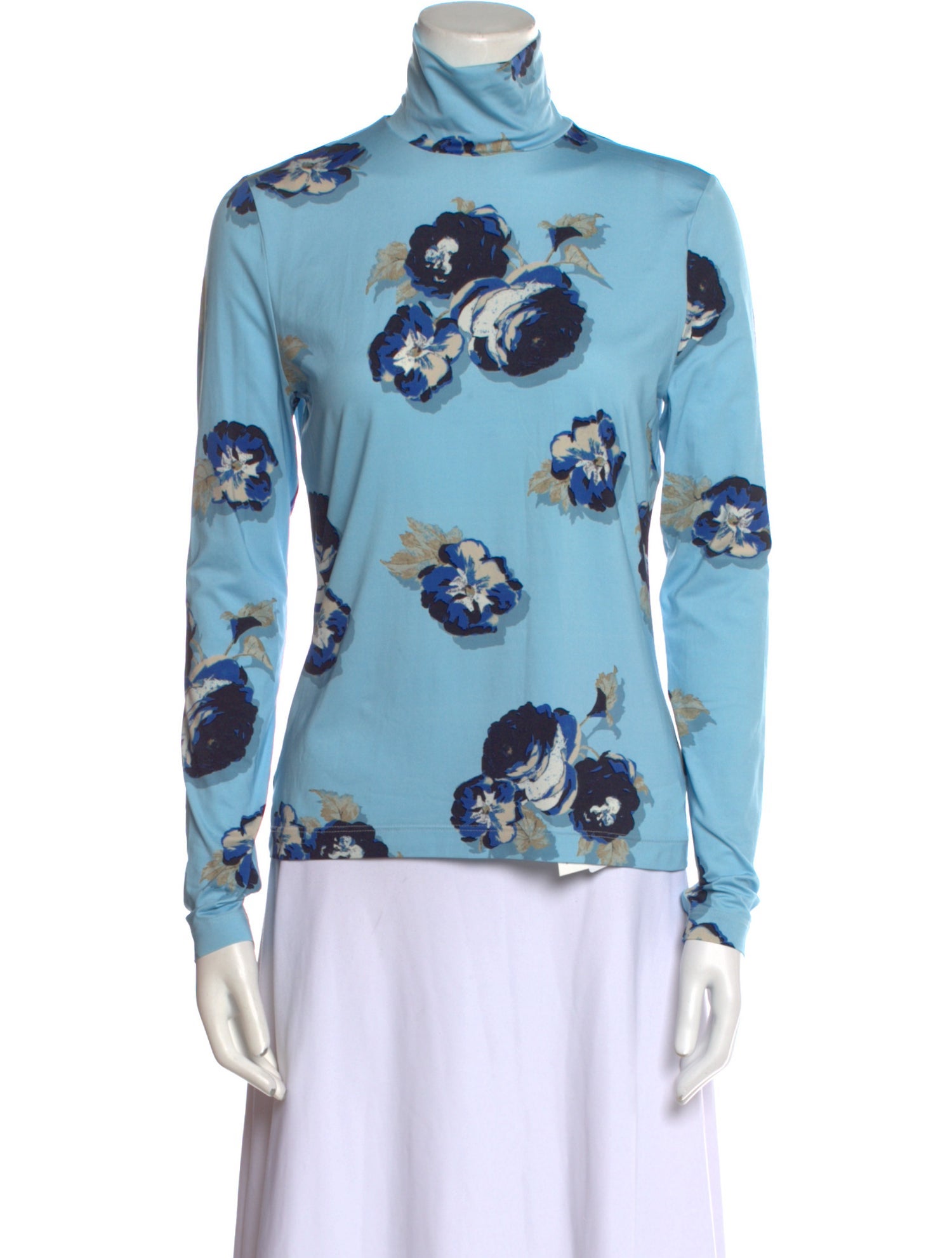 St. John Floral Print Turtleneck Sweatshirt