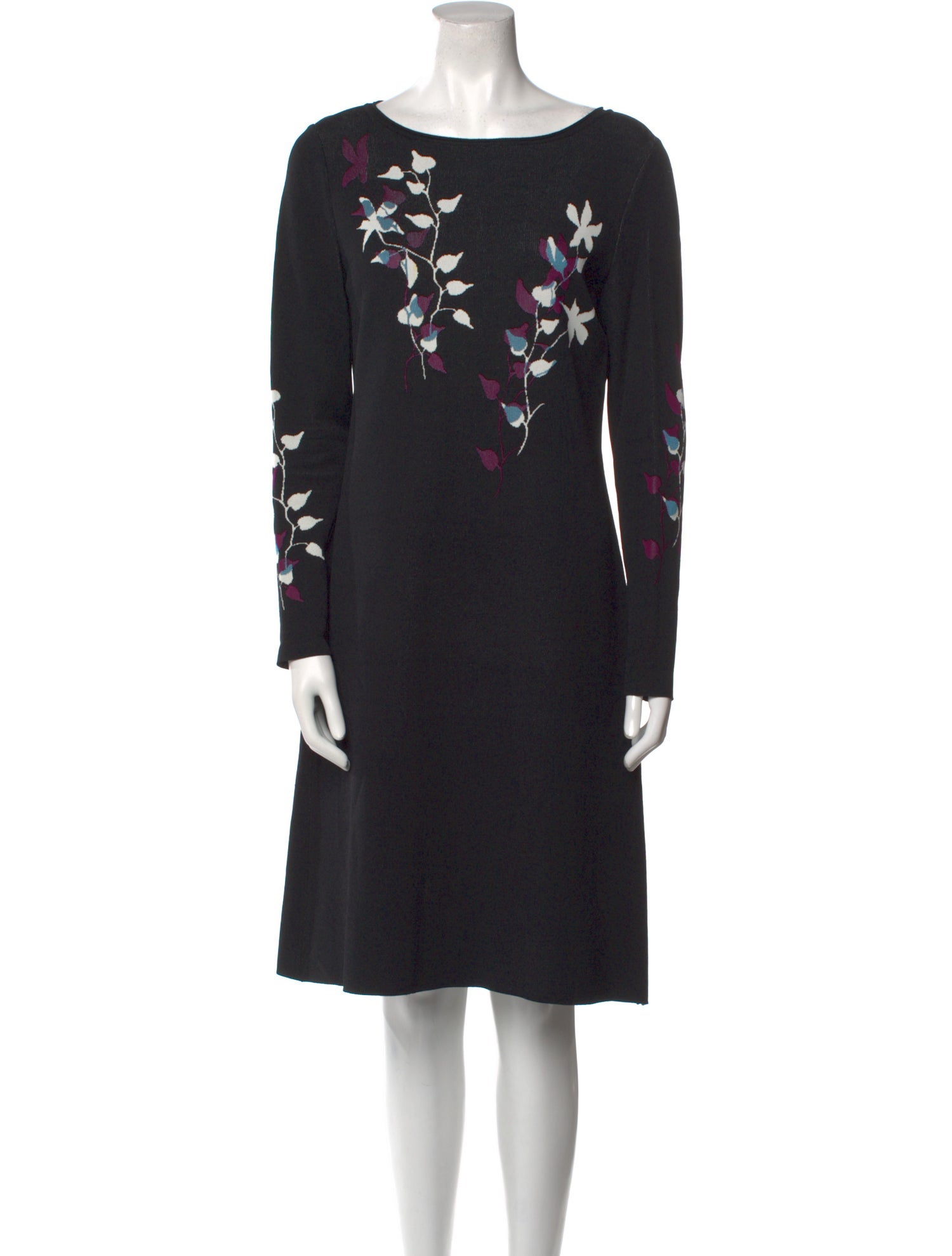 St. John Floral Print Knee-Length Dress