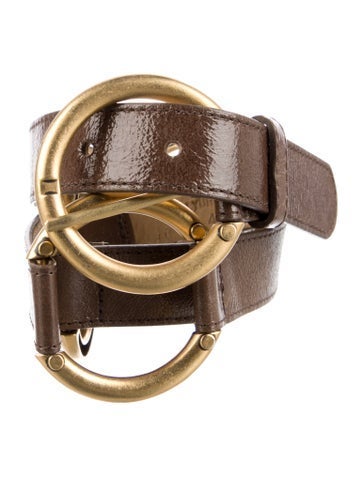 St. John Belts Wide Patent Leather Waist Belt L