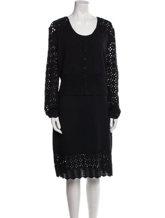 St. John Lace Pattern Cutout Accent Dress Set