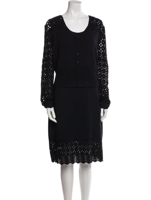 St. John Lace Pattern Cutout Accent Dress Set