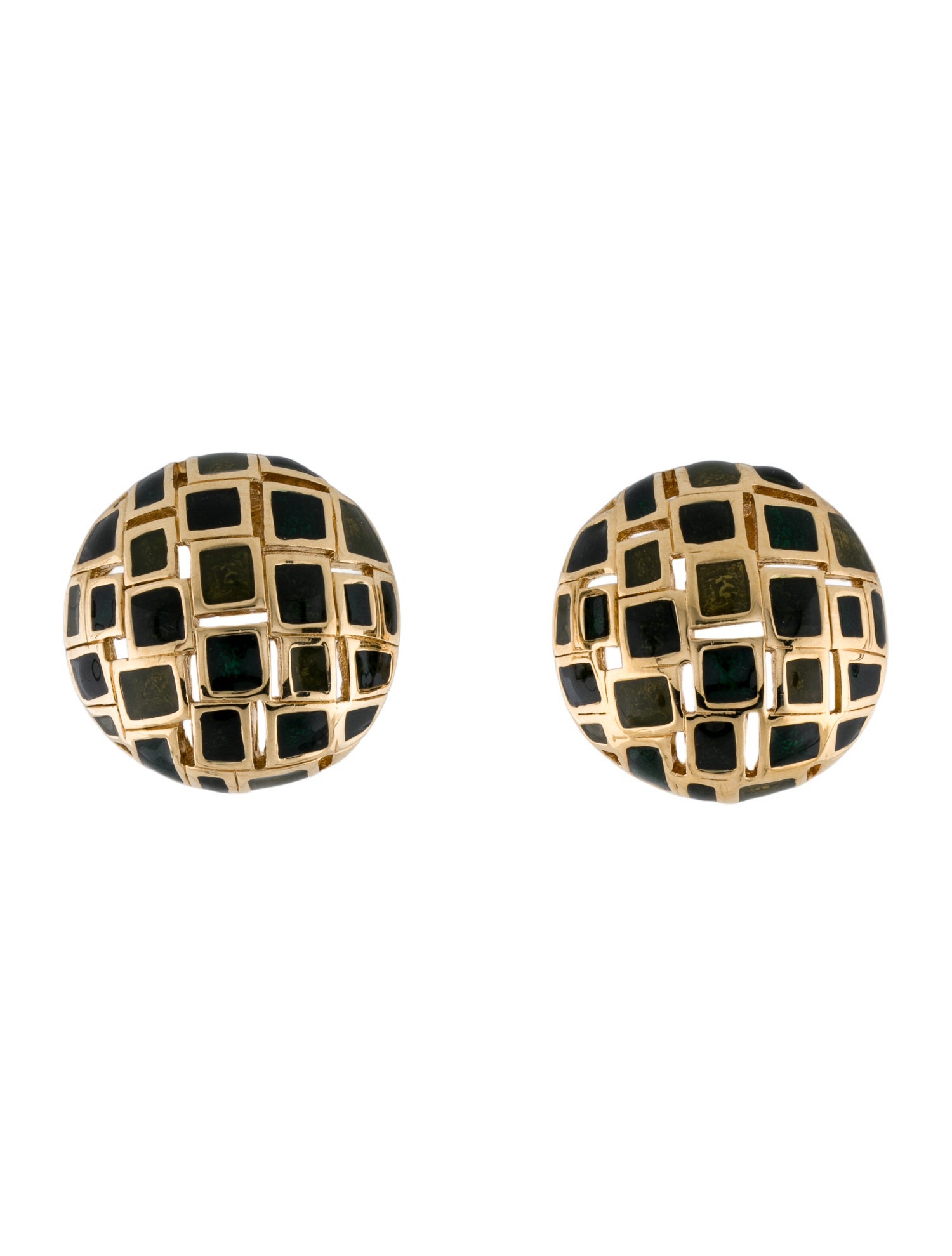 St. John Round Enamel Clip-On Earrings
