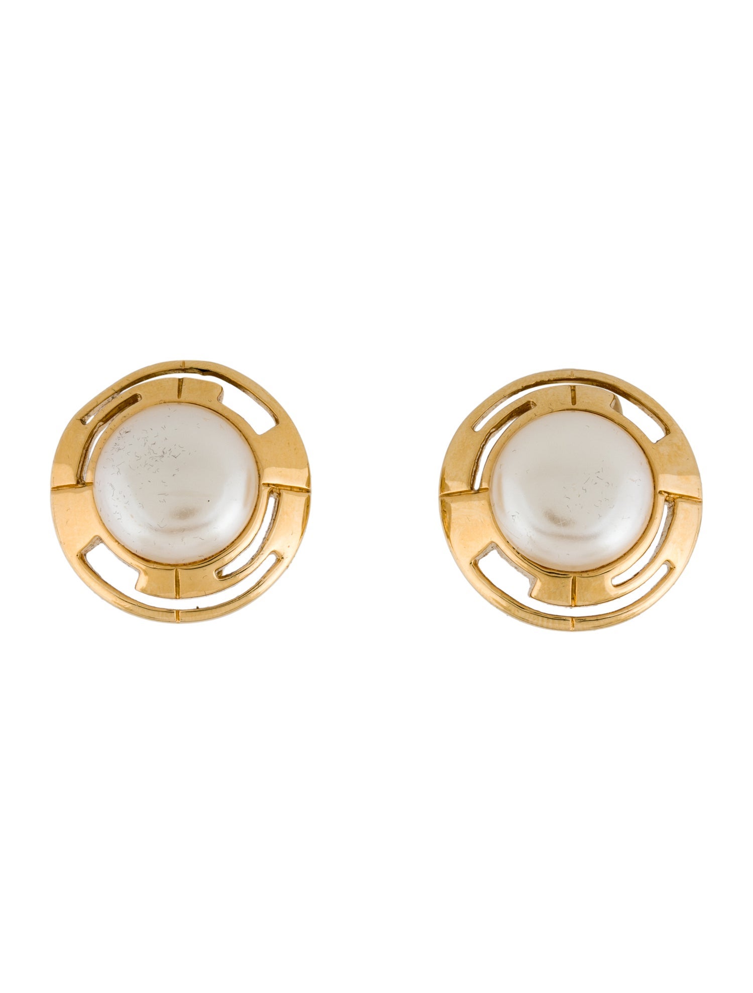 St. John Faux Pearl Clip On Earrings