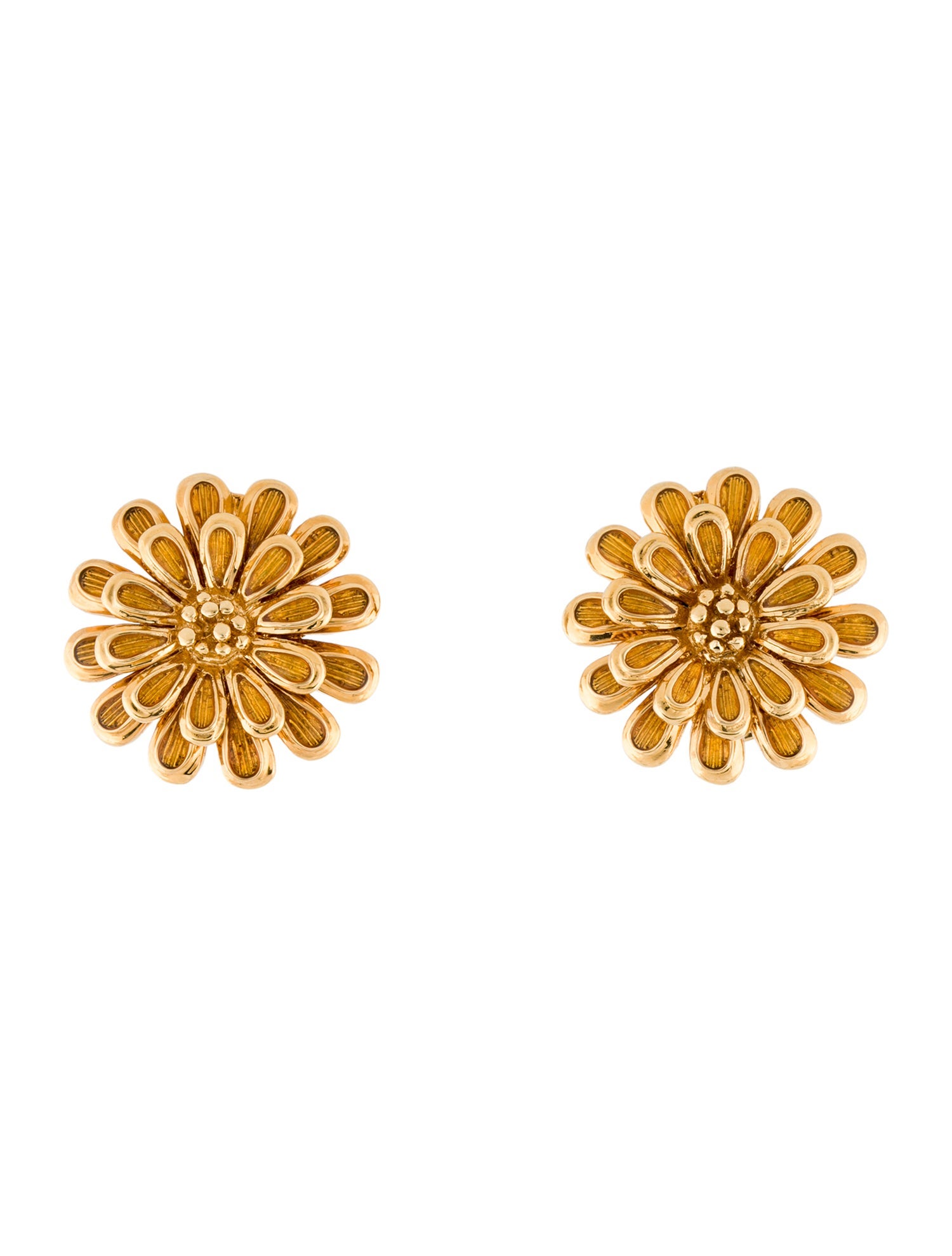 St. John Enamel Flower Clip-On Earrings