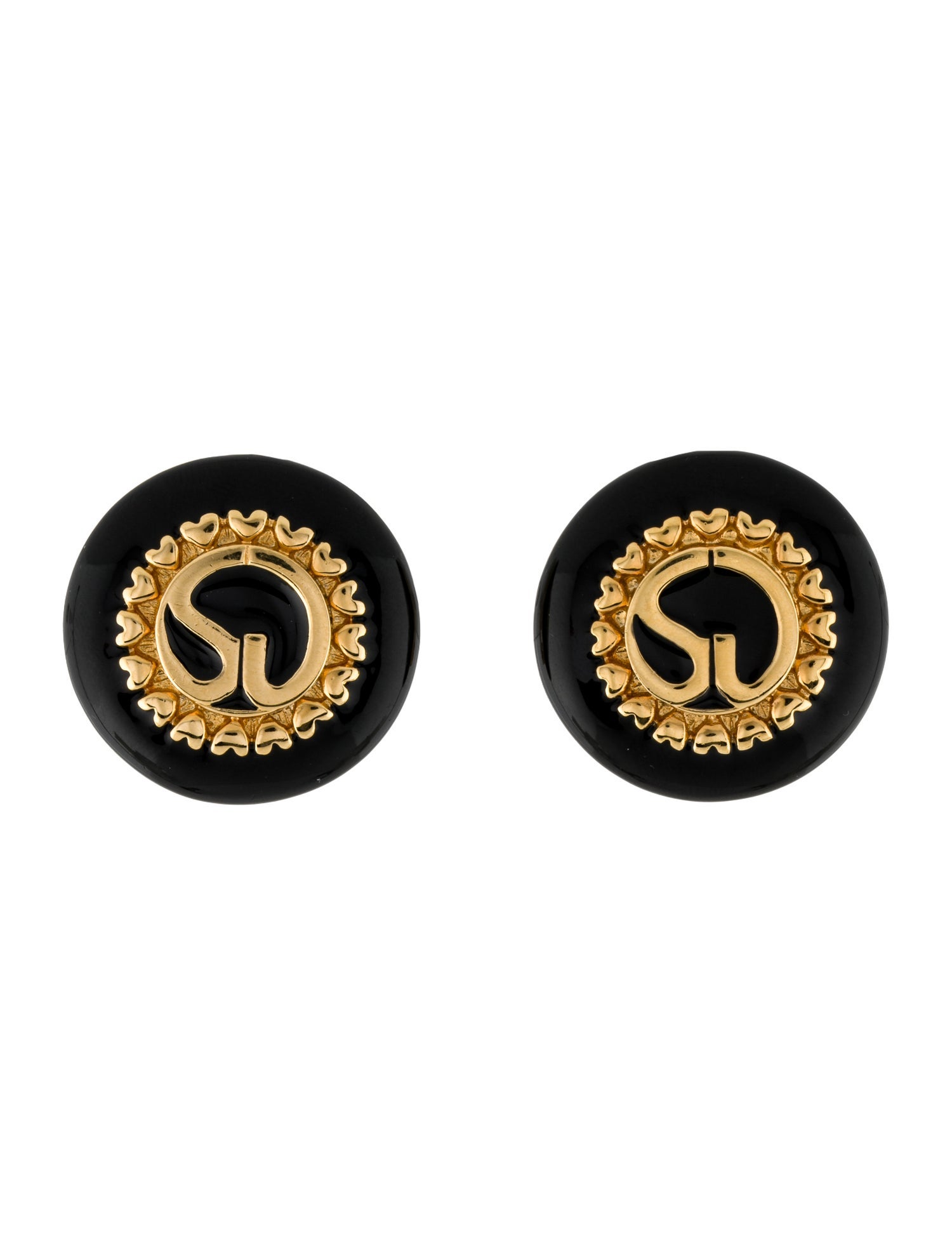 St. John Enamel Logo Clip-On Earrings