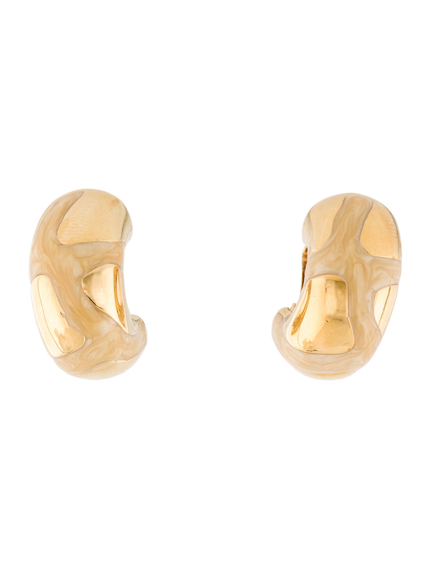 St. John Enamel Huggie Hoop Clip On Earrings