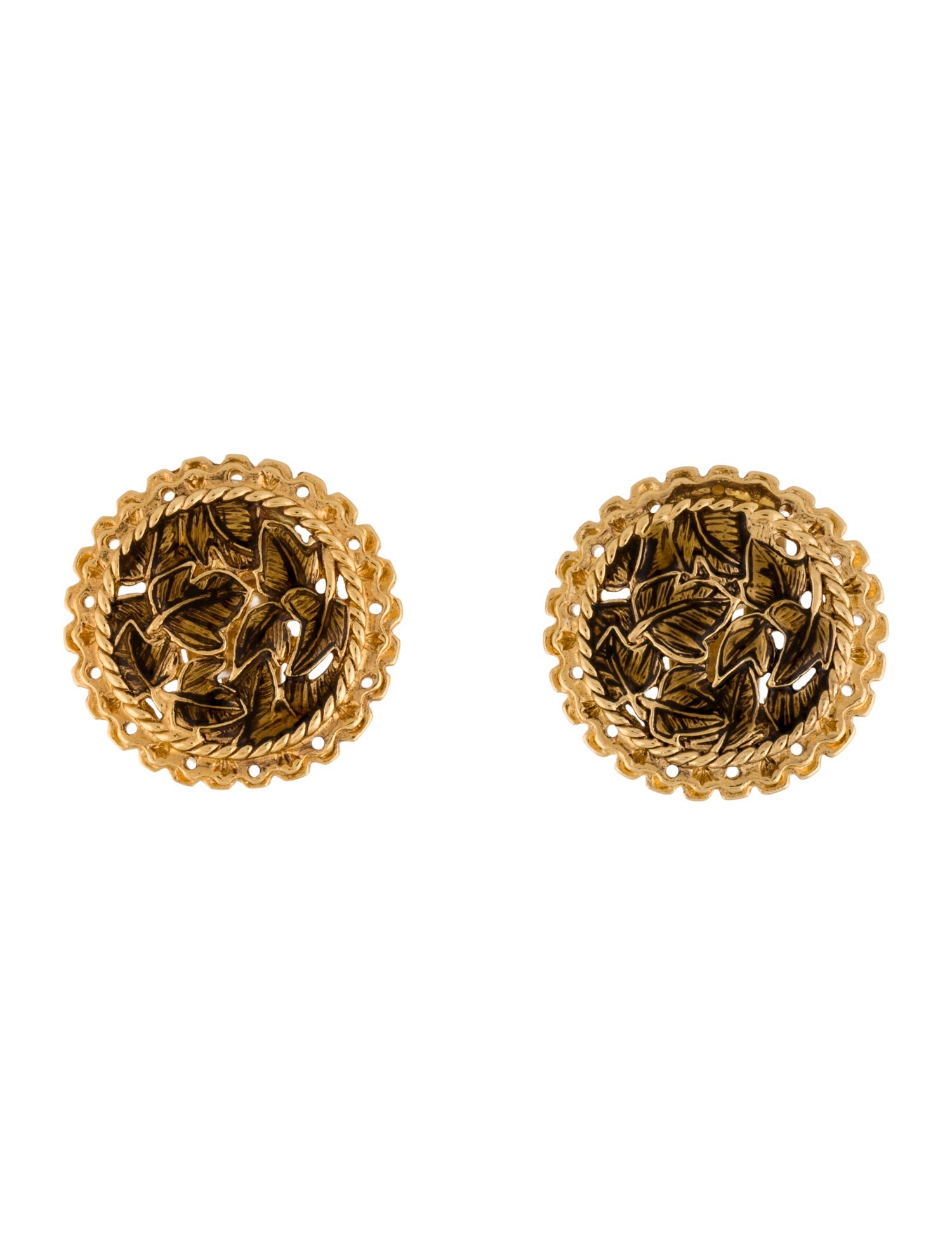 St. John Enamel Leaf Clip-On Earrings