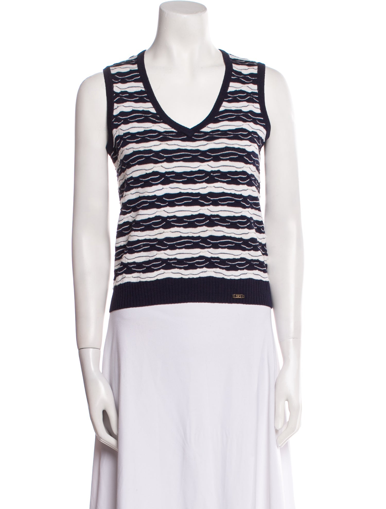 St. John Striped Scoop Neck Top