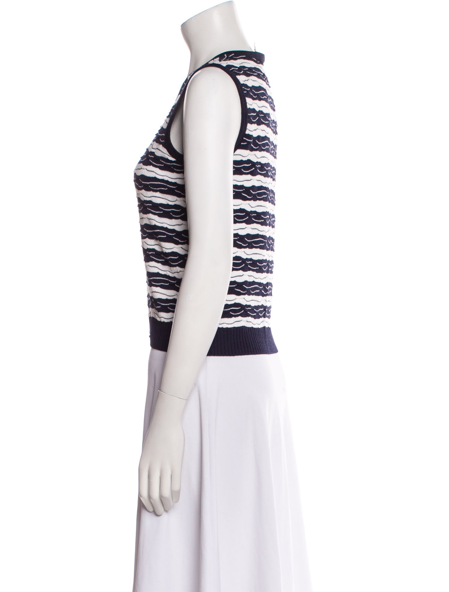 St. John Striped Scoop Neck Top