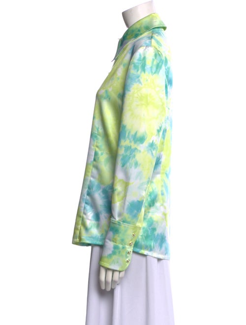 St. John Floral Print Long Sleeve Button-Up Top