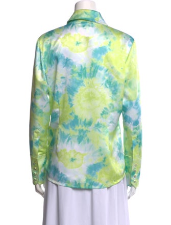 St. John Floral Print Long Sleeve Button-Up Top