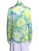 St. John Floral Print Long Sleeve Button-Up Top