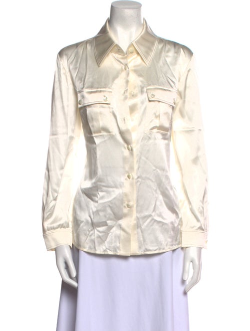 St. John Silk Long Sleeve Button-Up Top