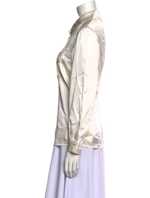 St. John Silk Long Sleeve Button-Up Top