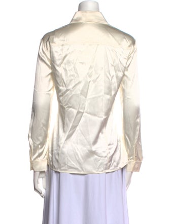 St. John Silk Long Sleeve Button-Up Top