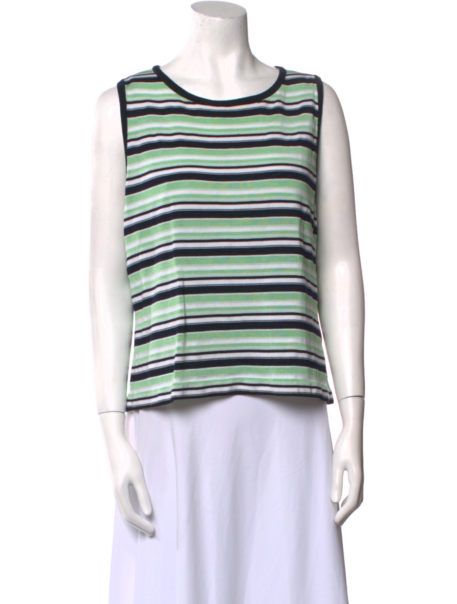 St. John Striped Scoop Neck Top