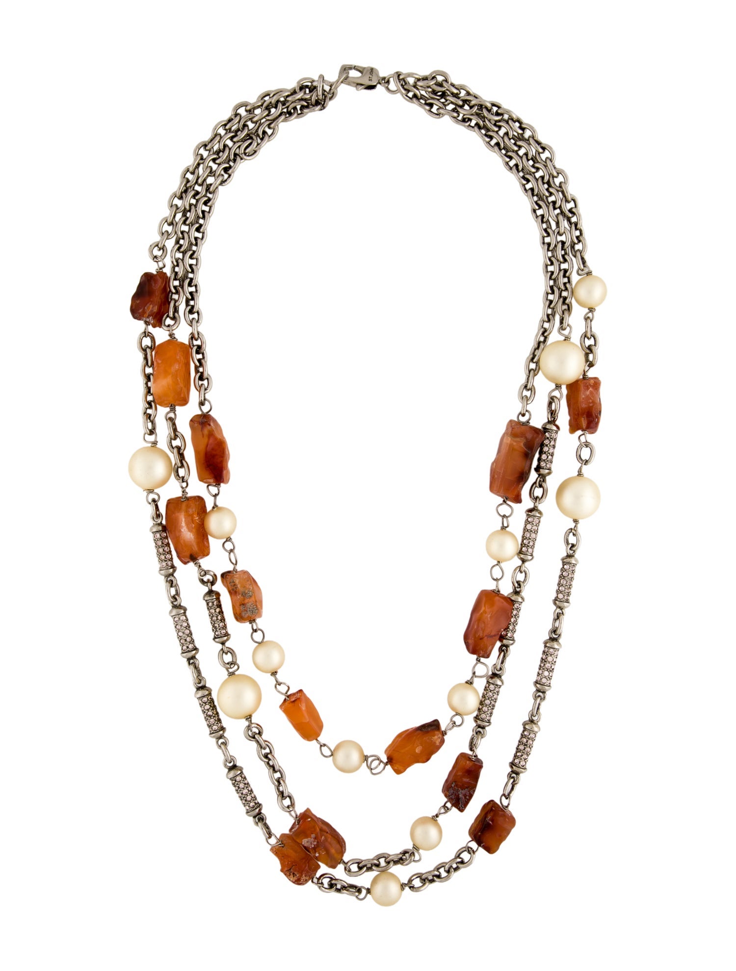 St. John Faux Pearl,Crystal & Resin Multistrand Necklace