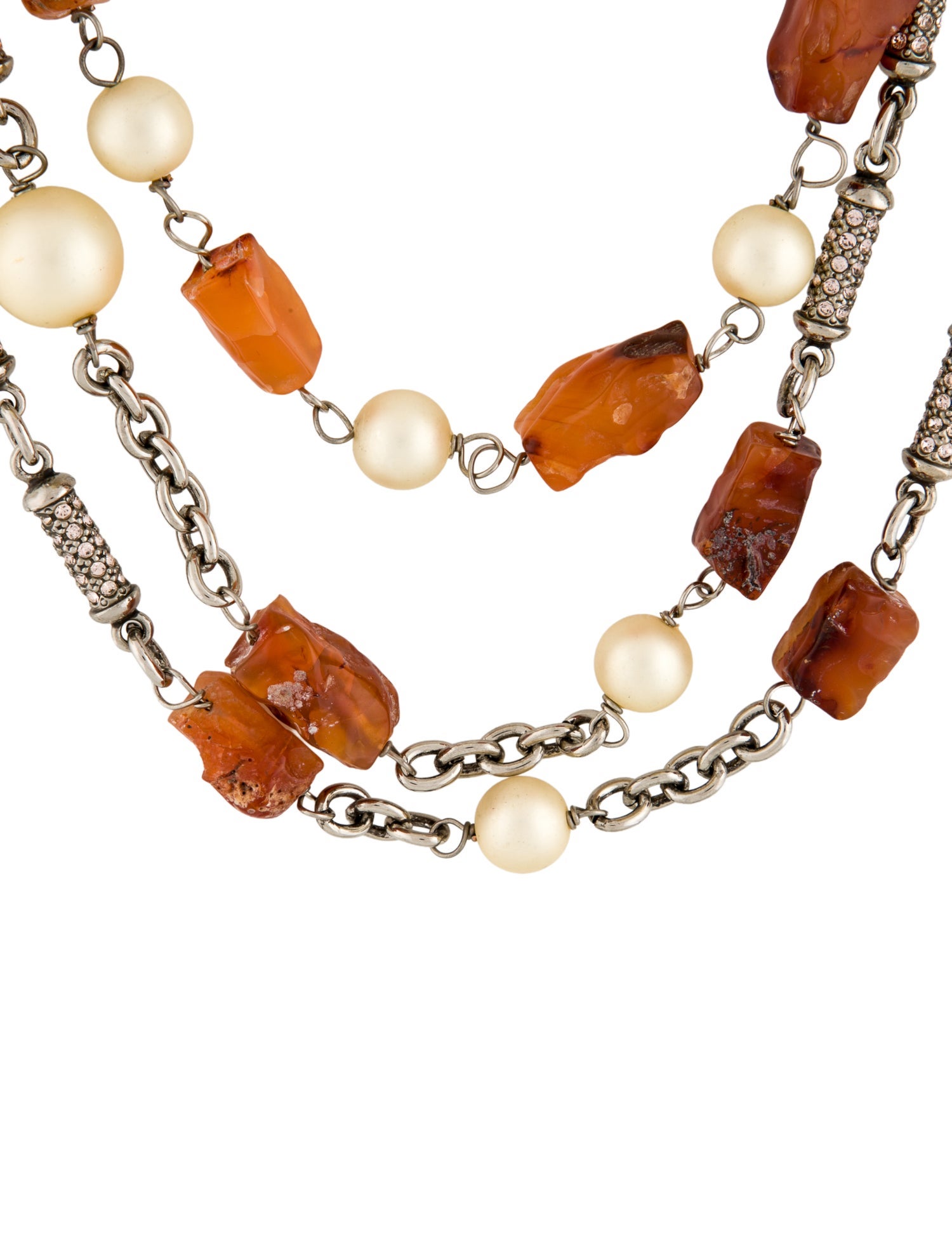 St. John Faux Pearl,Crystal & Resin Multistrand Necklace