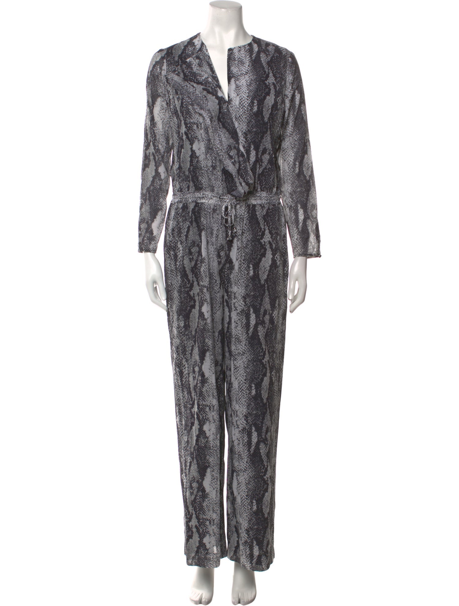 St. John Animal Print V-Neck Jumpsuit