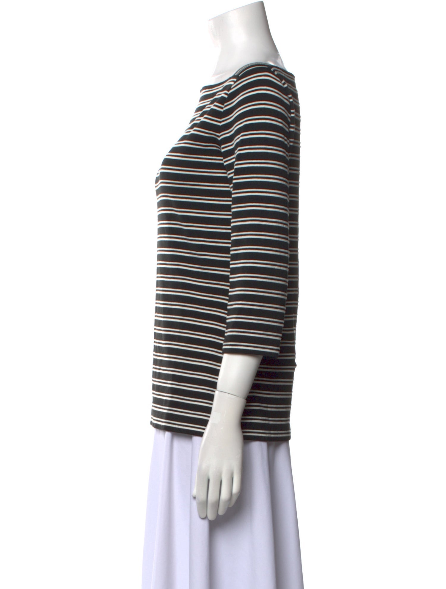 St. John Striped Square Neckline Top
