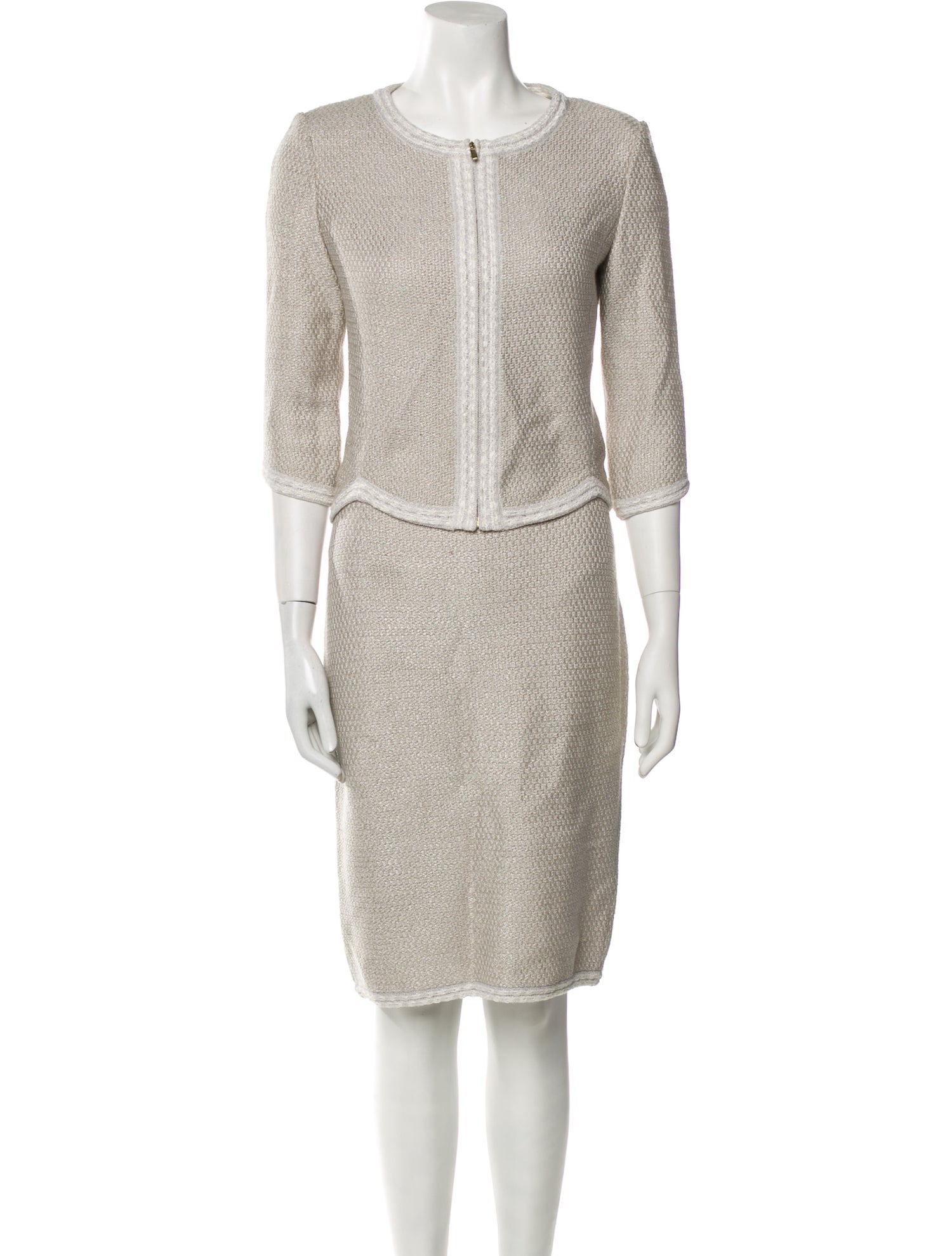 St. John Crochet Trim Skirt Set