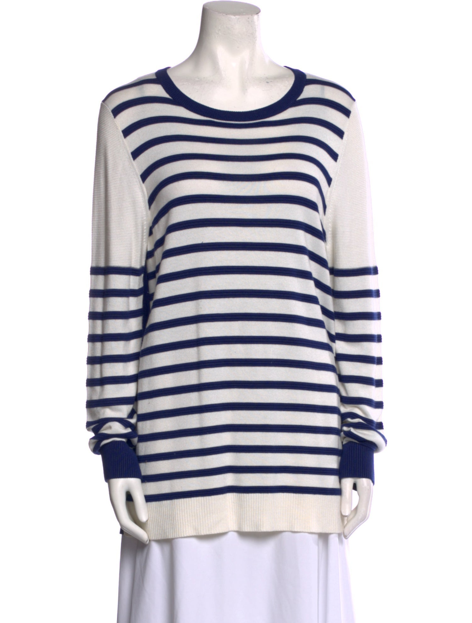 St. John Striped Scoop Neck Sweater