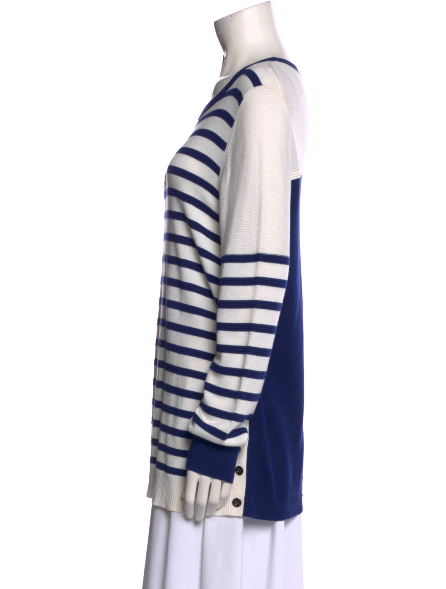 St. John Striped Scoop Neck Sweater