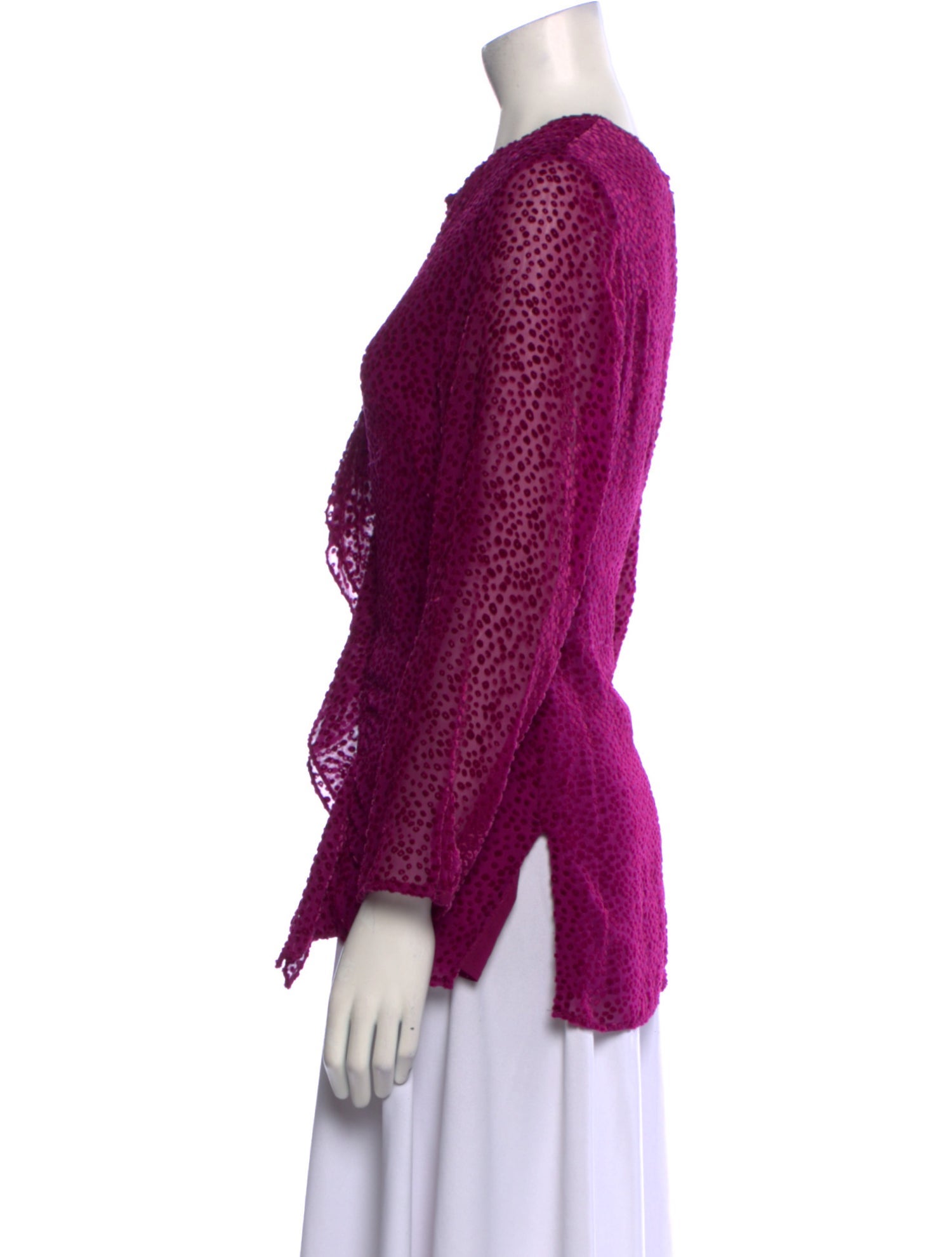 St. John Polka Dot Print V-Neck Top