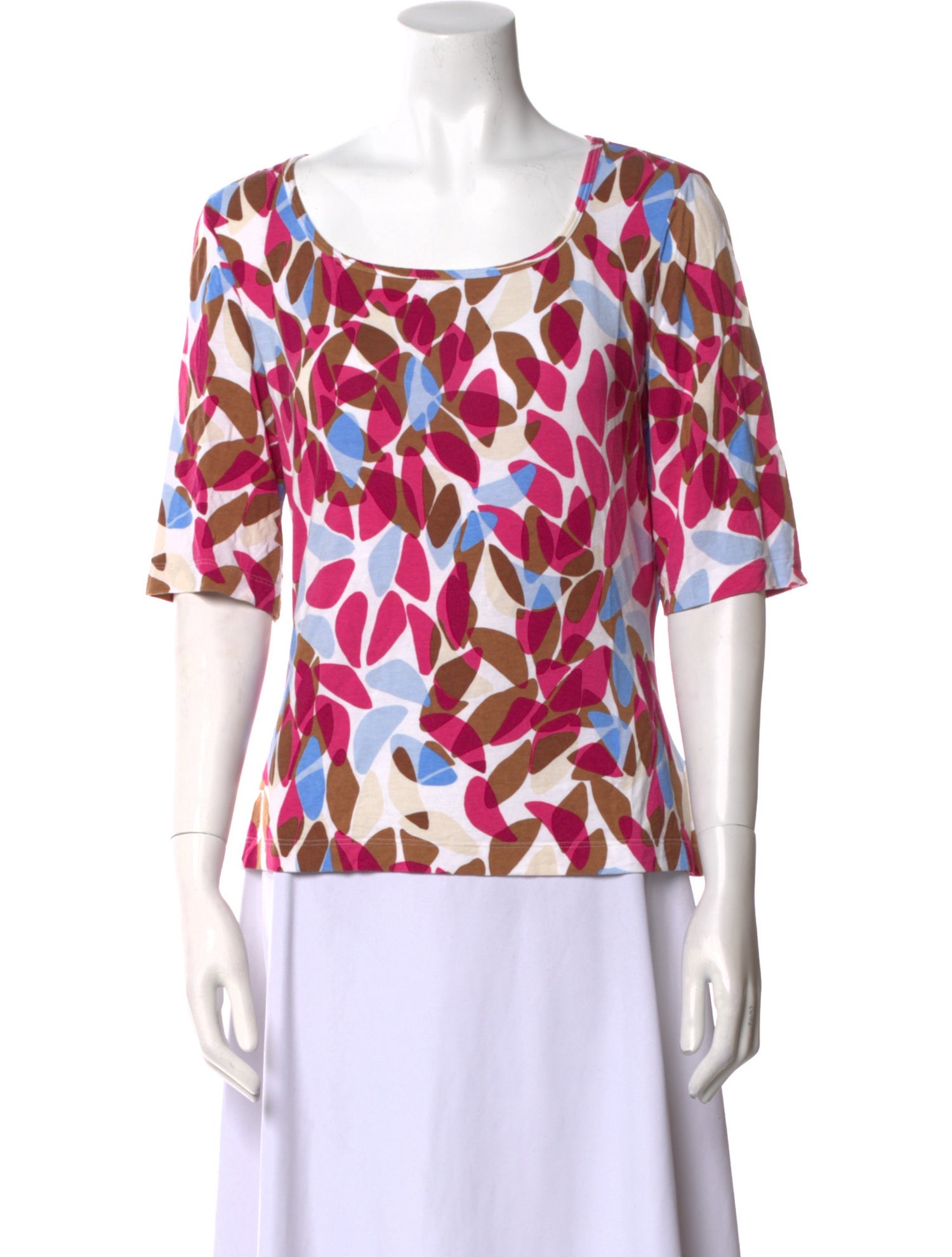 St. John Floral Print Scoop Neck T-Shirt