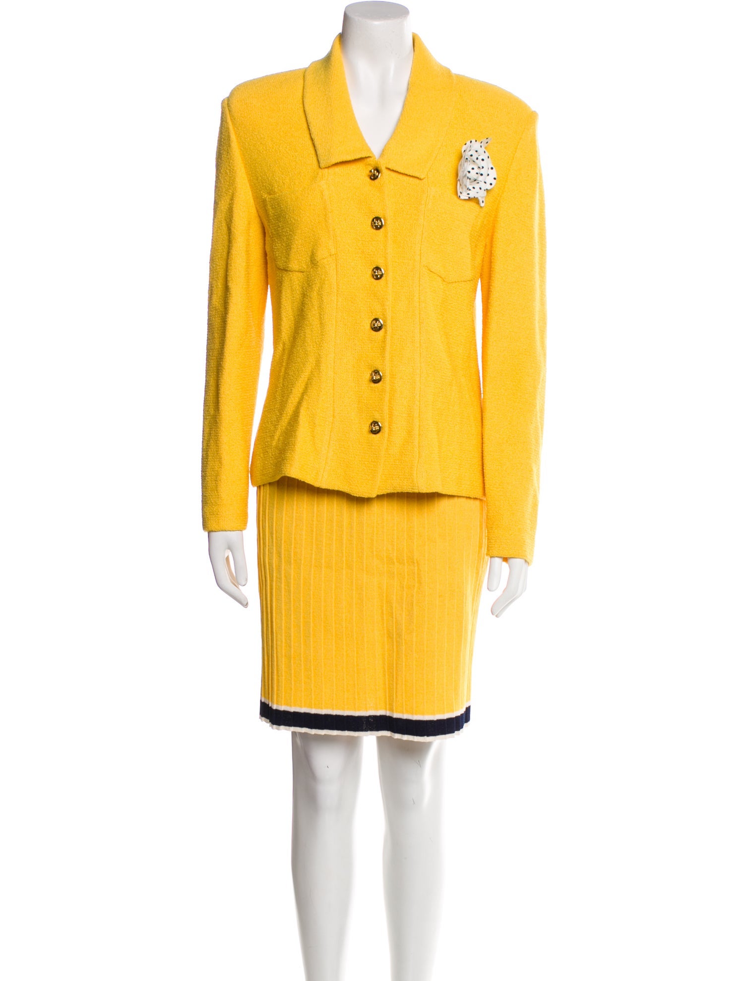 St. John Embroidered Accent Skirt Suit