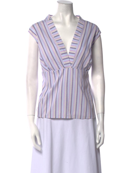St. John Striped V-Neck Blouse