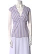 St. John Striped V-Neck Blouse