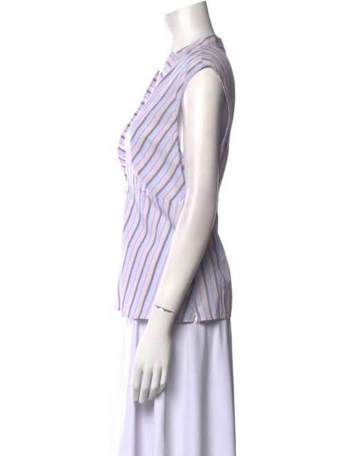 St. John Striped V-Neck Blouse