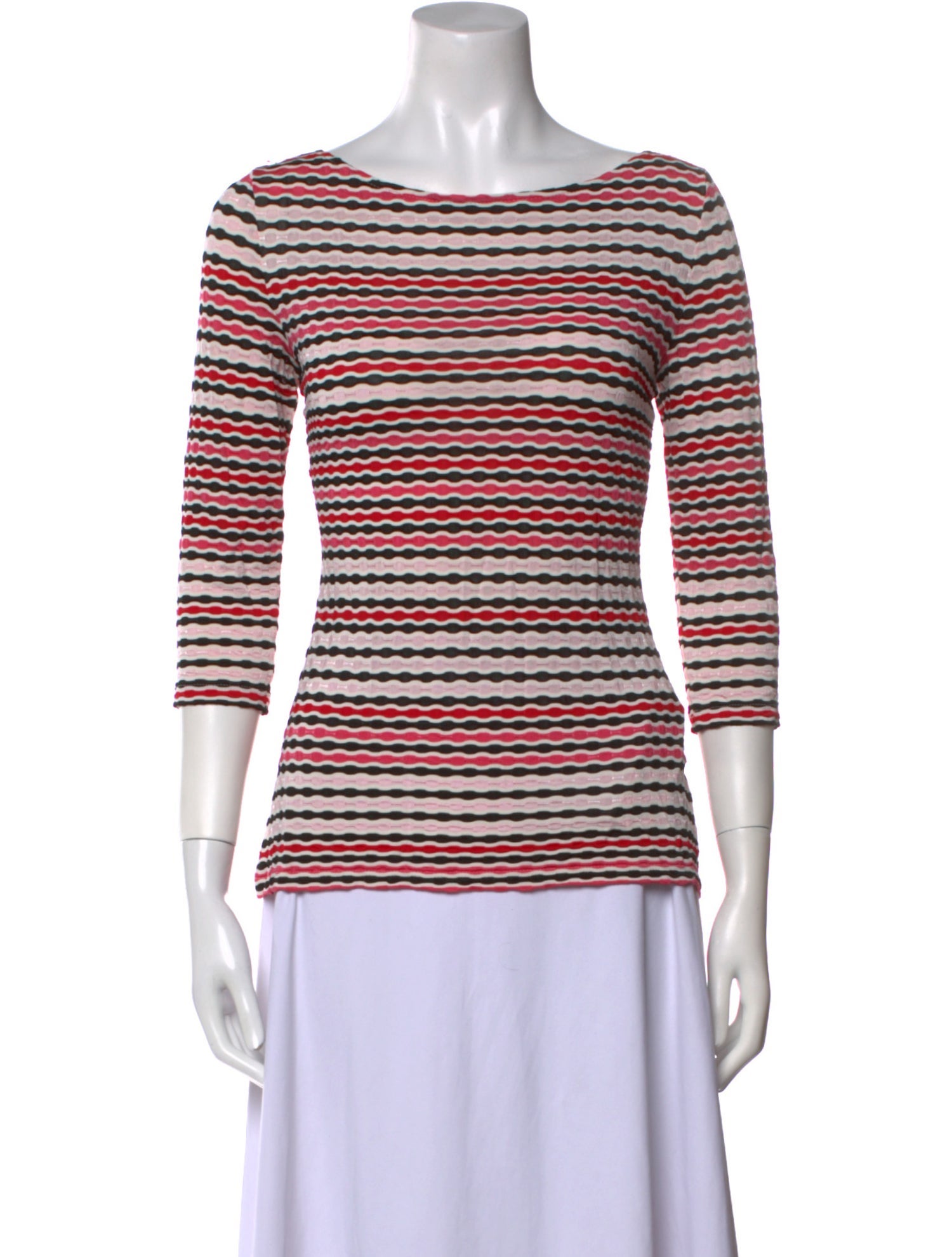 St. John Striped Scoop Neck T-Shirt