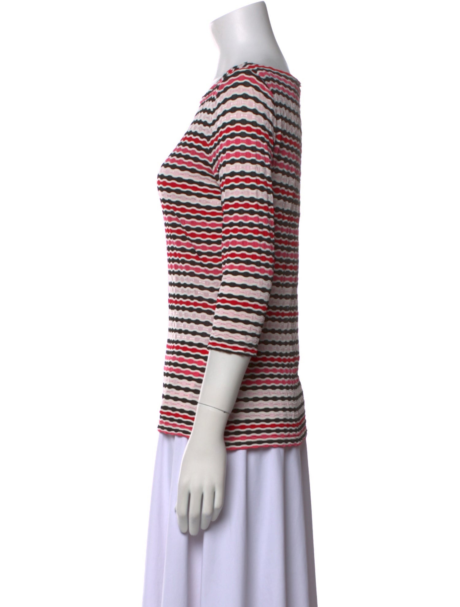 St. John Striped Scoop Neck T-Shirt