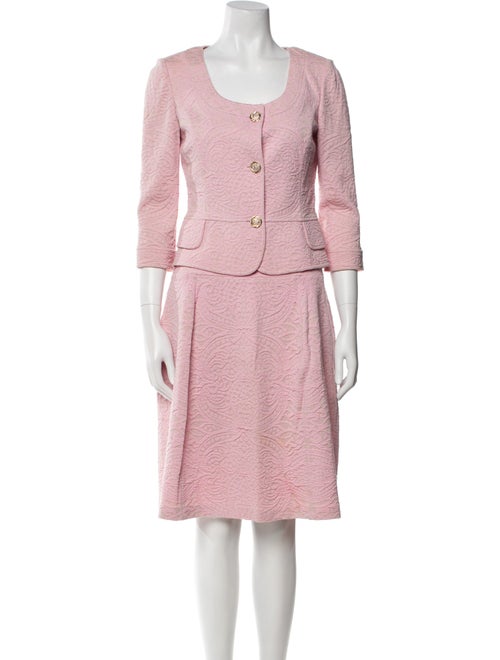 St. John Tweed Pattern Skirt Suit