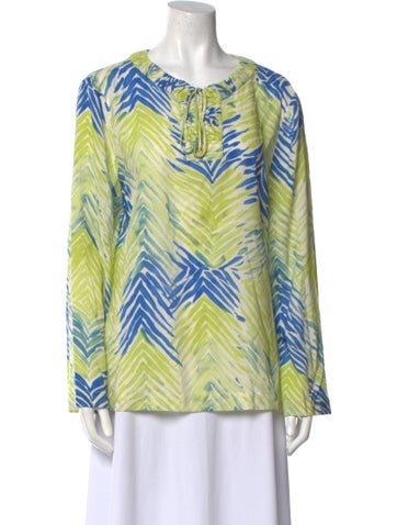 St. John Tops Silk Printed Blouse M