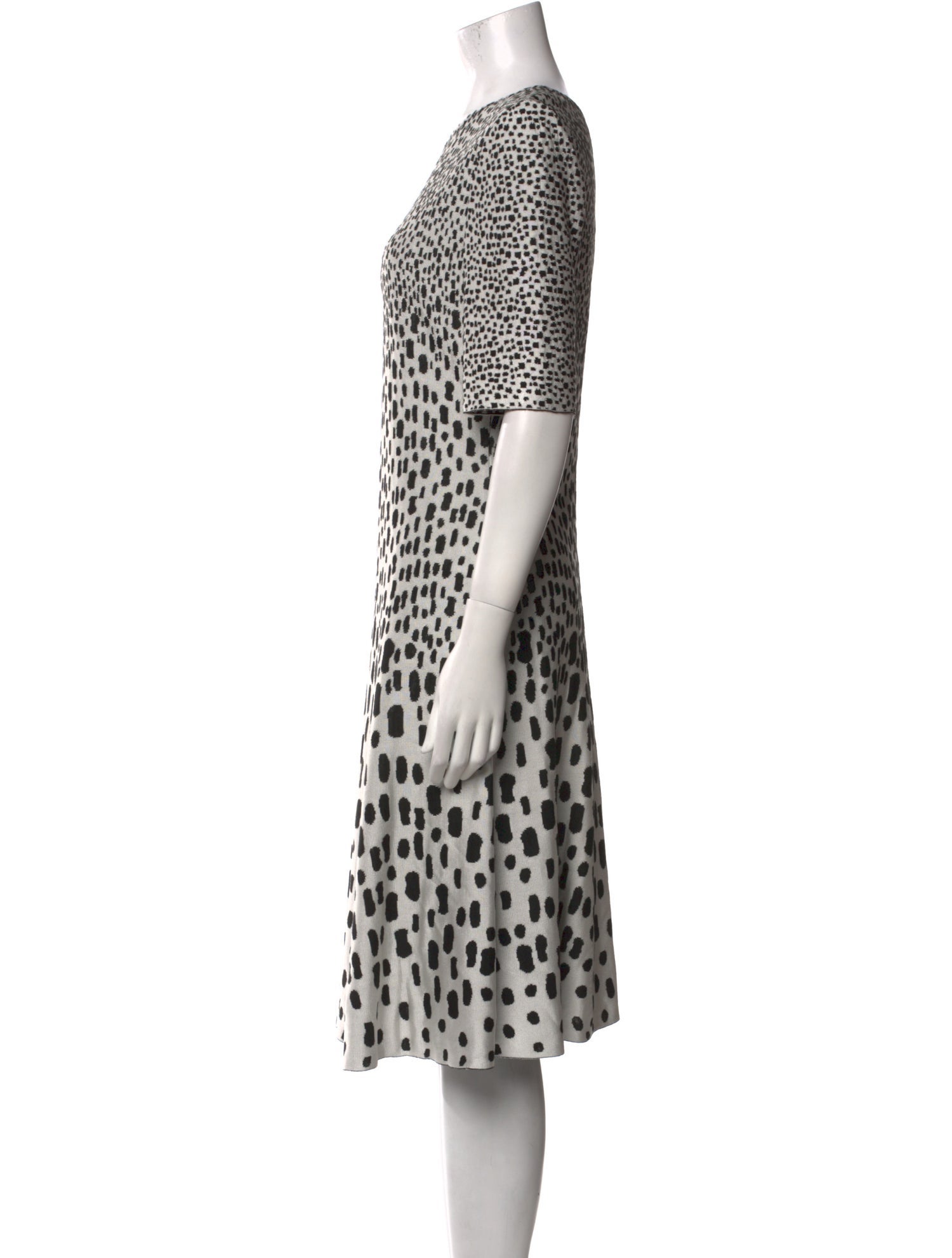 St. John Polka Dot Print Midi Length Dress