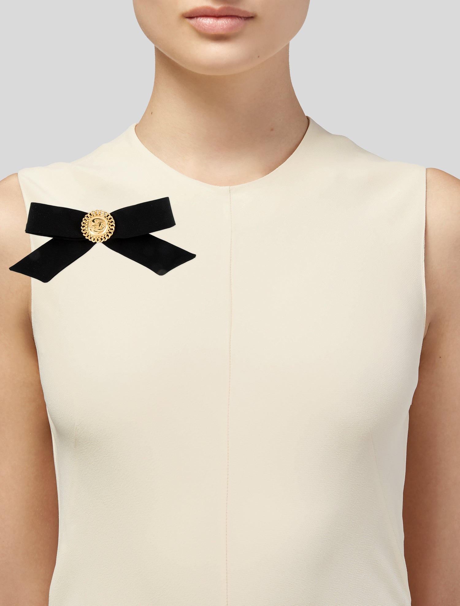 St. John Fabric Bow Logo Brooch