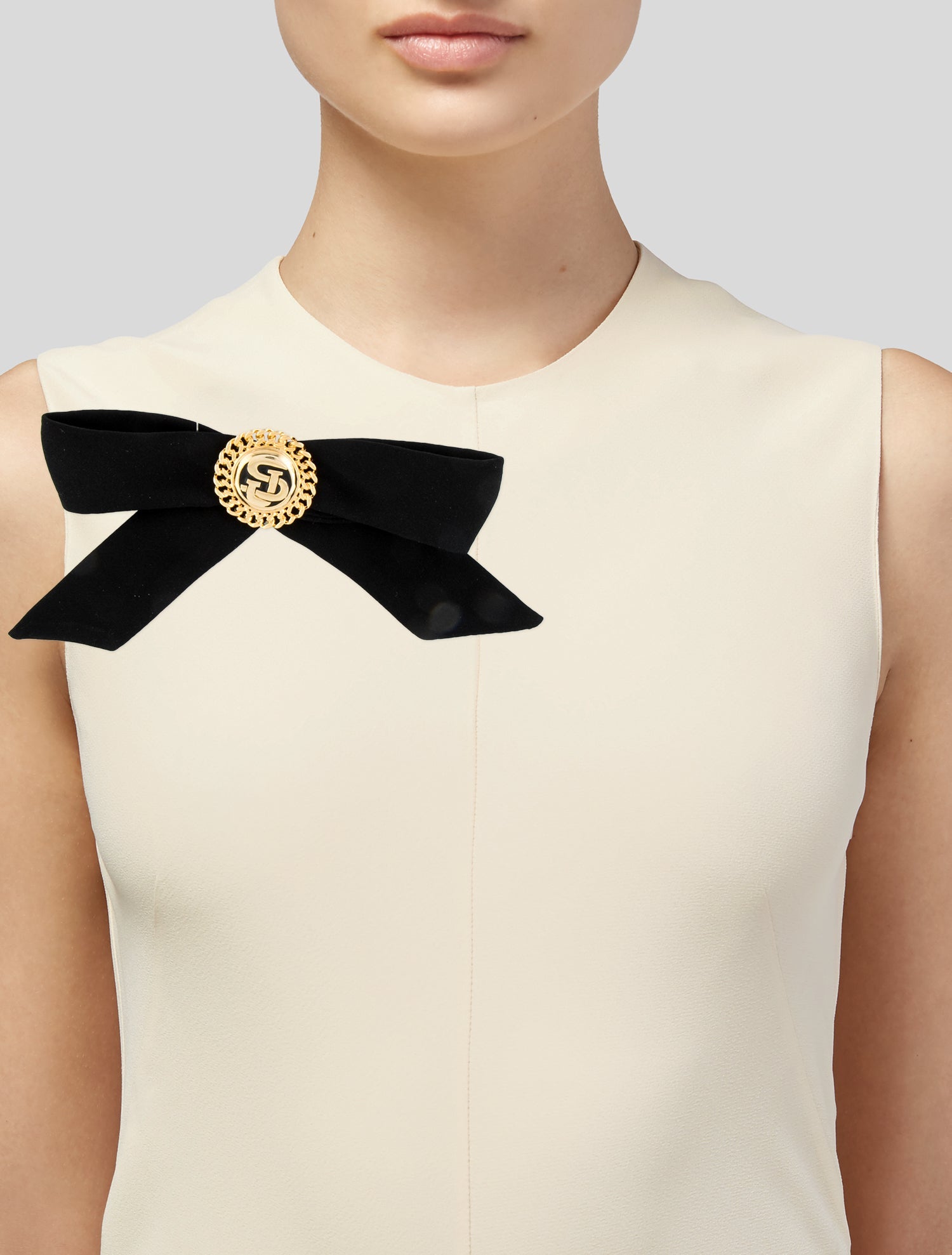 St. John Fabric Bow Logo Brooch