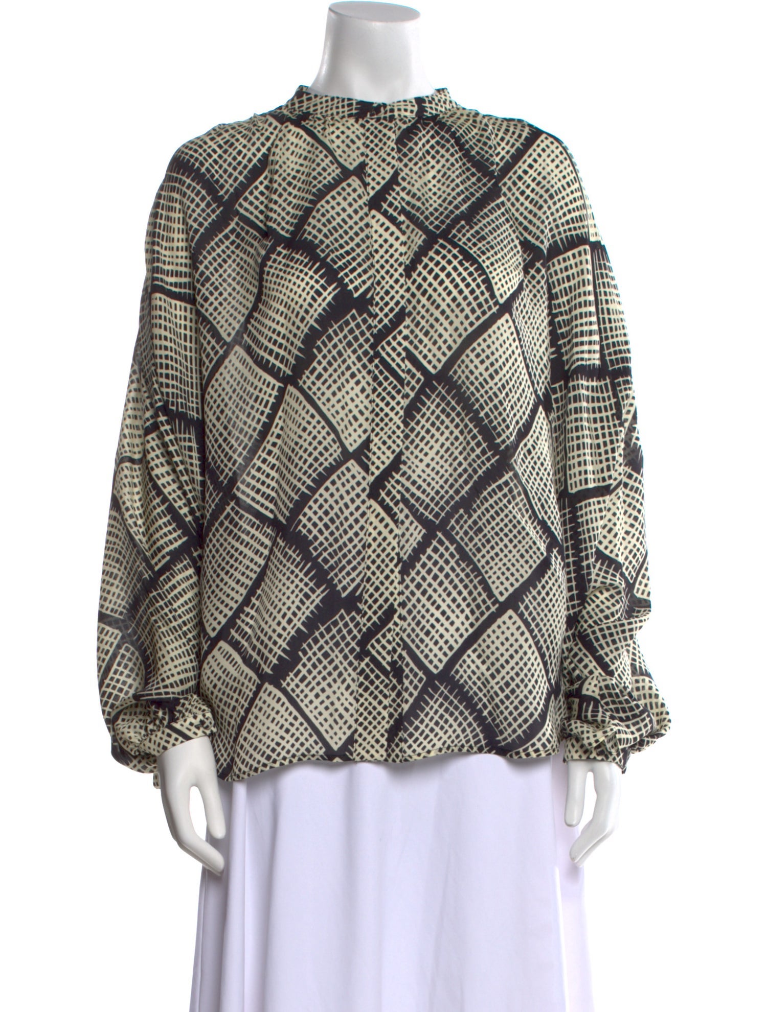 St. John Silk Plaid Print Blouse w/ Tags