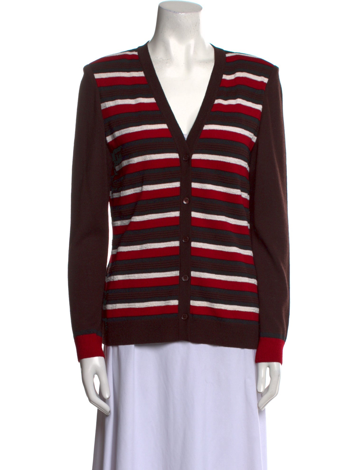 St. John Striped V-Neck Sweater