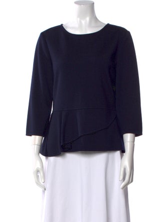 St. John Scoop Neck Three-Quarter Sleeve Blouse