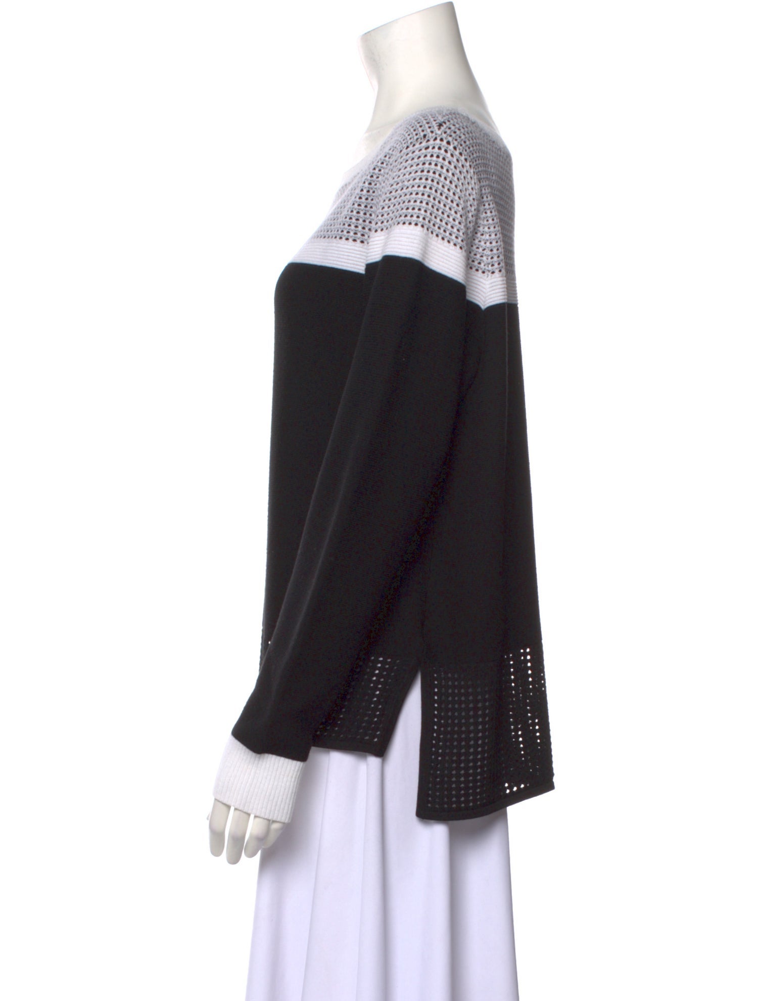 St. John Colorblock Pattern Scoop Neck Sweatshirt