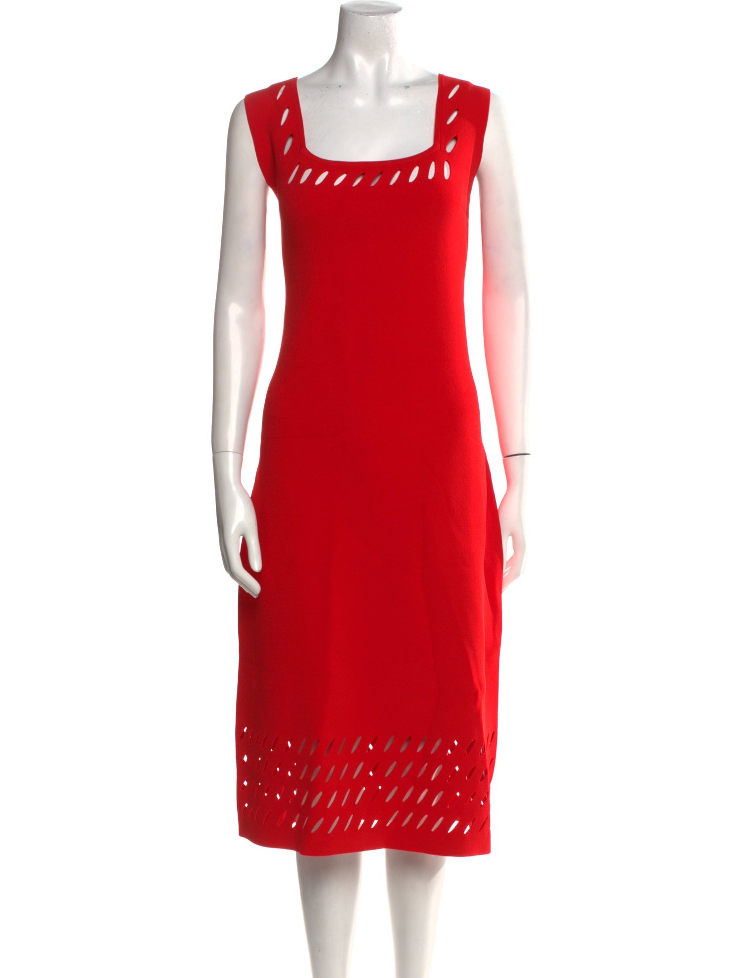 St. John Square Neckline Midi Length Dress