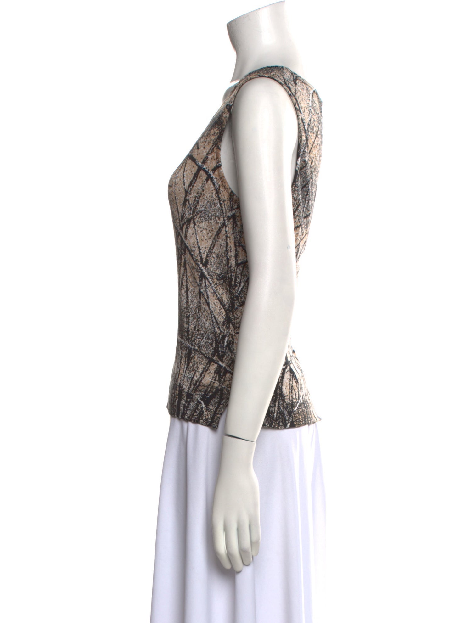 St. John Printed Scoop Neck Top