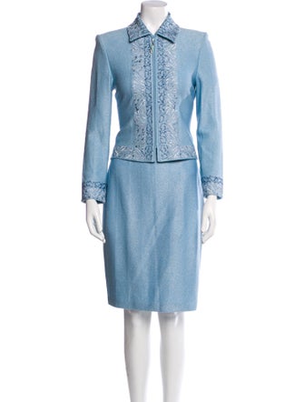 St. John Printed Glitter Accents Skirt Suit