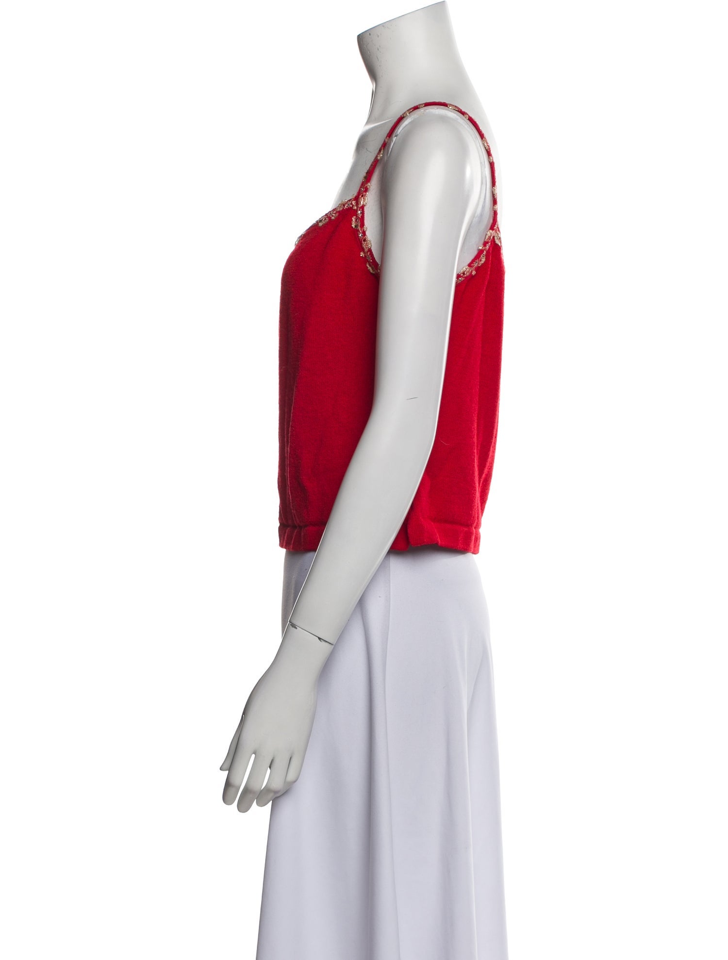 St. John Square Neckline Sleeveless Crop Top